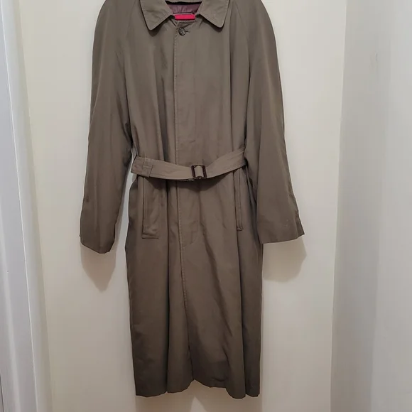 Vintage Mens CHRISTIAN DIOR Trench Coat Jacket Belted + Lining Brown Size 40